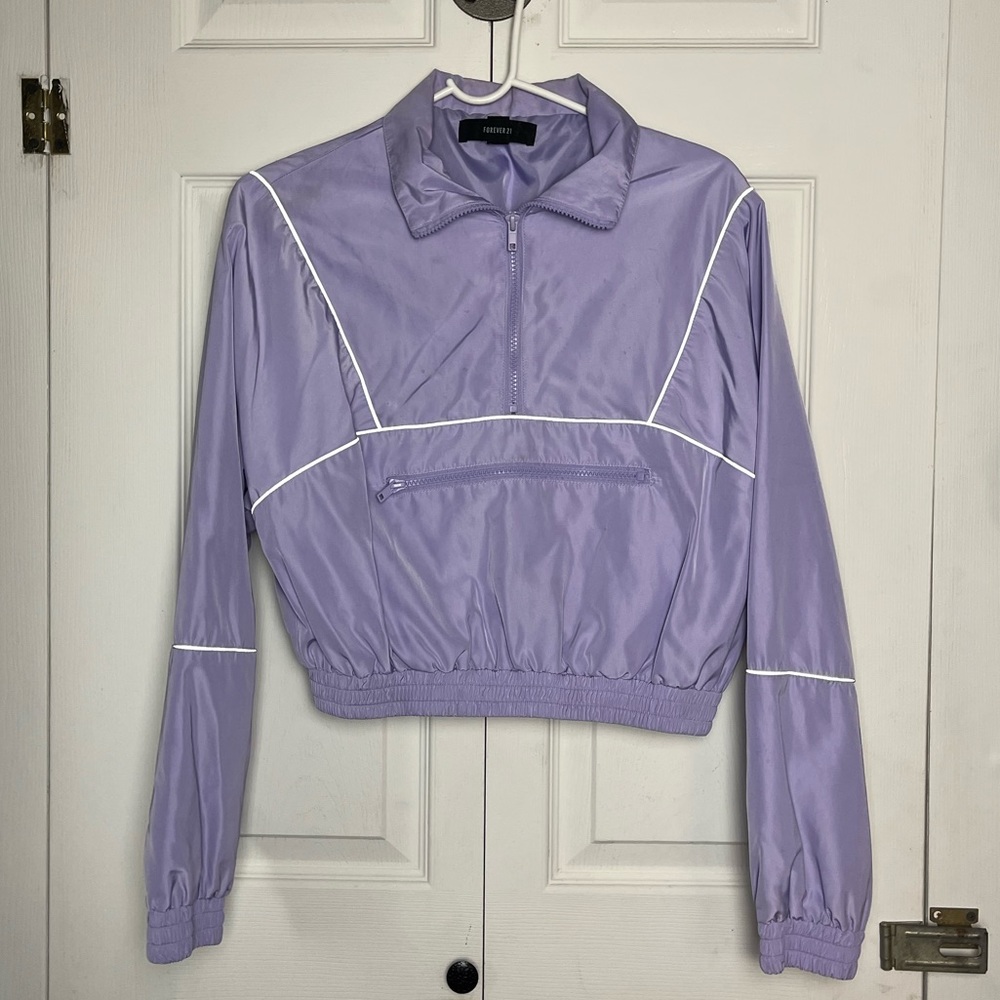Women’s Cropped Forever 21 purple & reflective Windbreaker